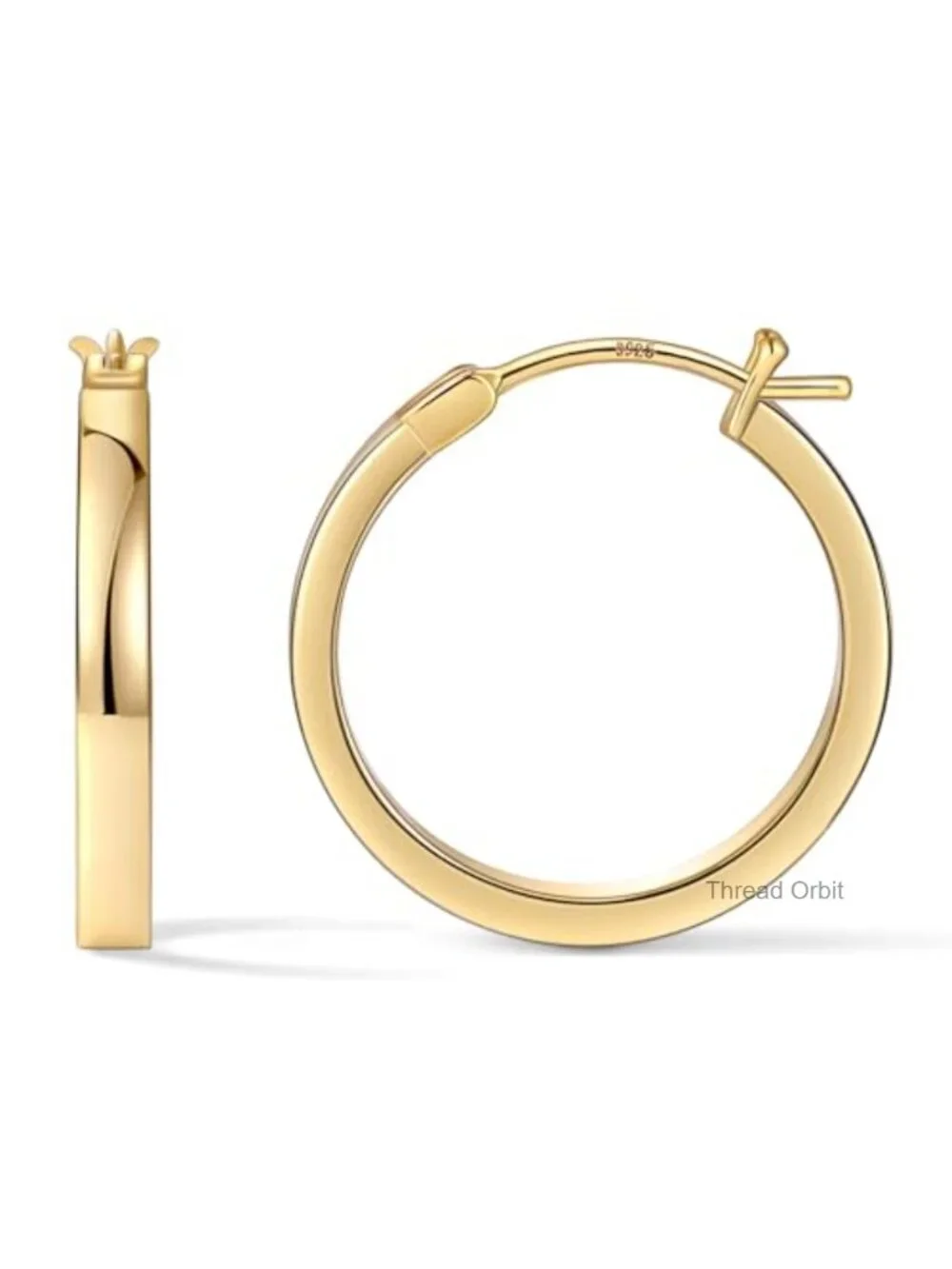 14K Gold Plated Hoop Earrings with 925 Sterling Silver Post Lightweight